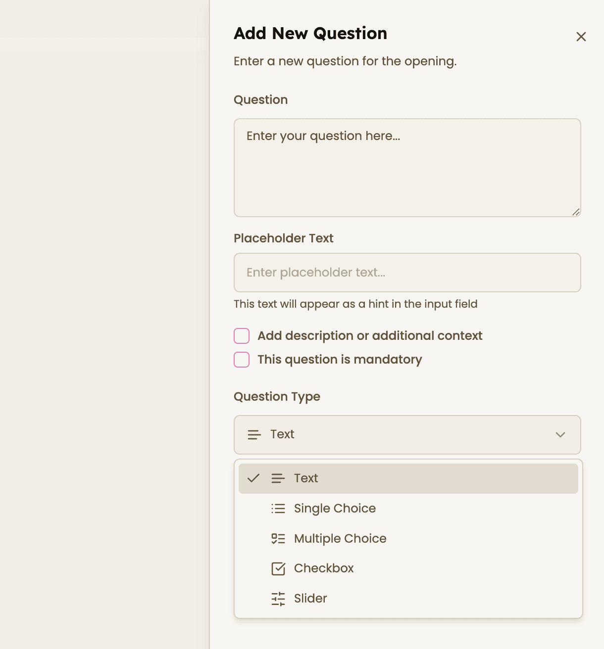 Customize custom questions