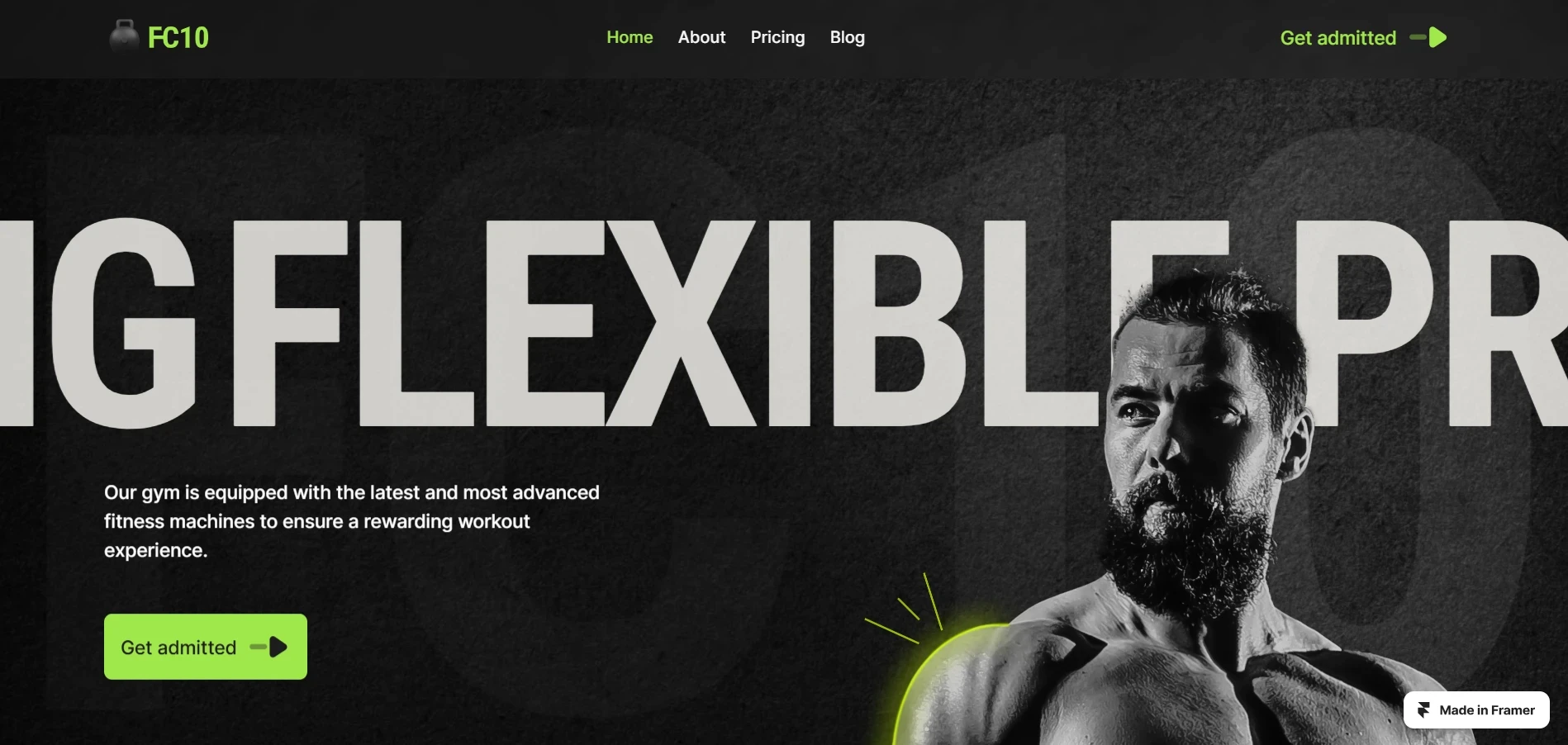 Homepage of FC10 fitness website template