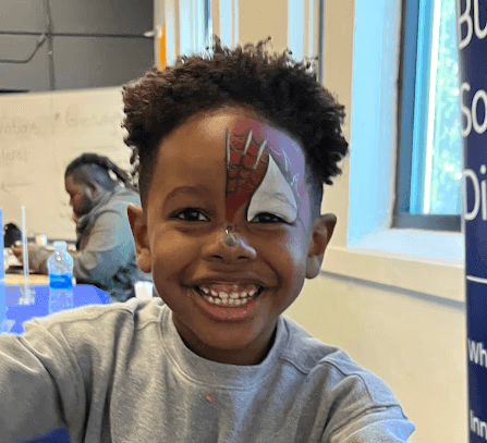 Little boy with Spiderman facepaint