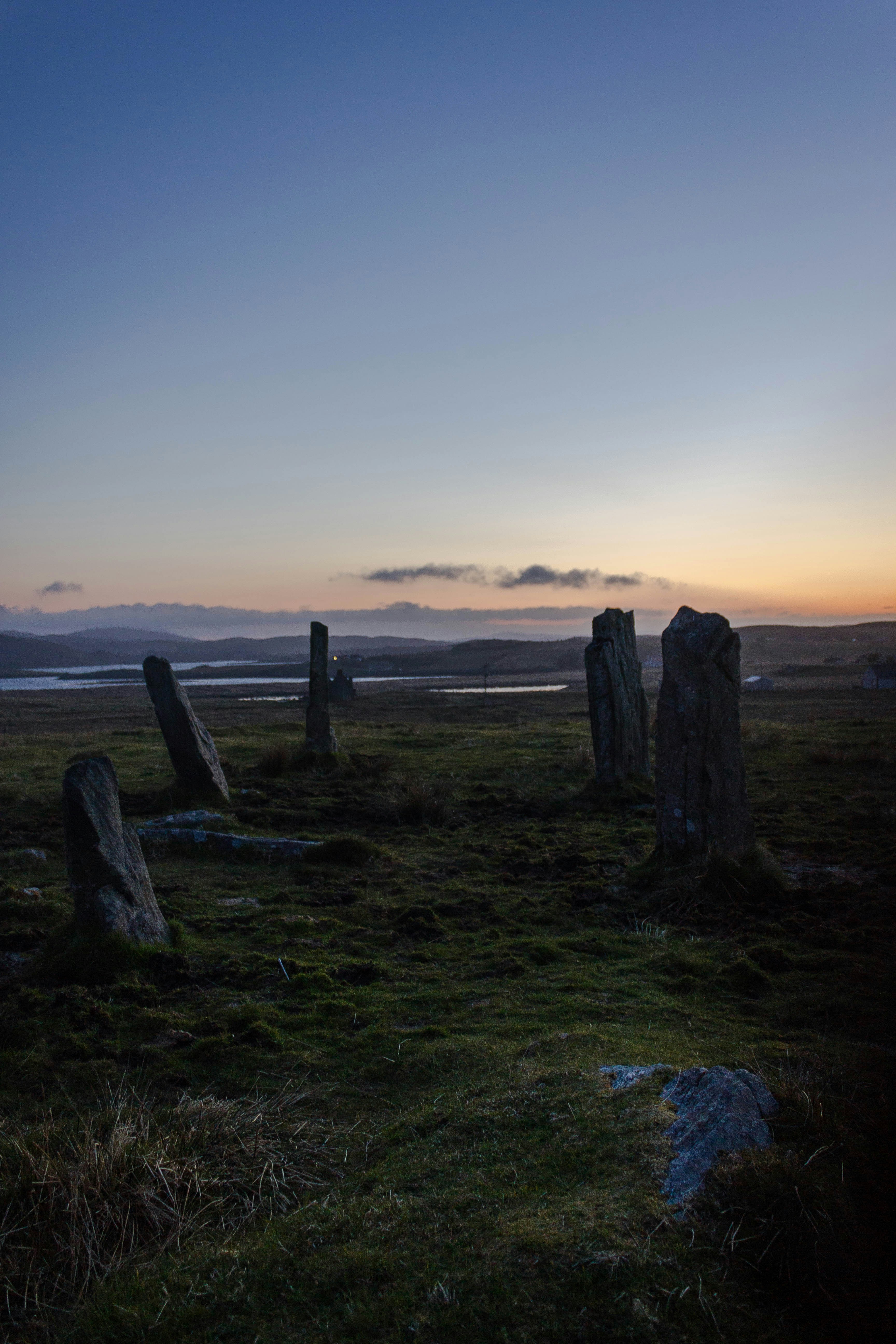 Photo of stone circle and sunset.