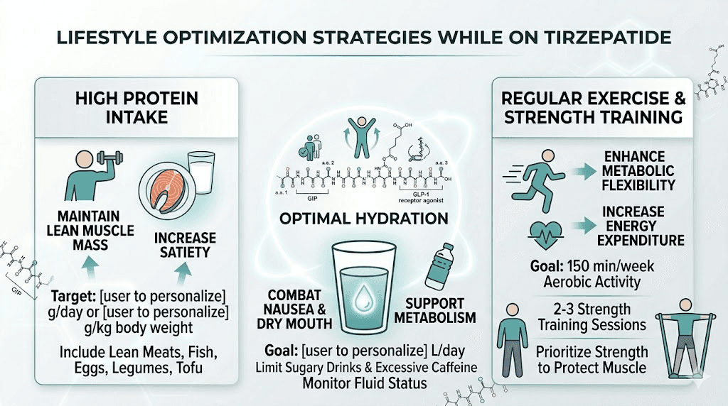 Tirzepatide lifestyle optimization guide for diet exercise and supplementation