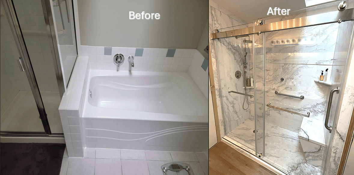 Everett Condo Walk In Shower Before and After