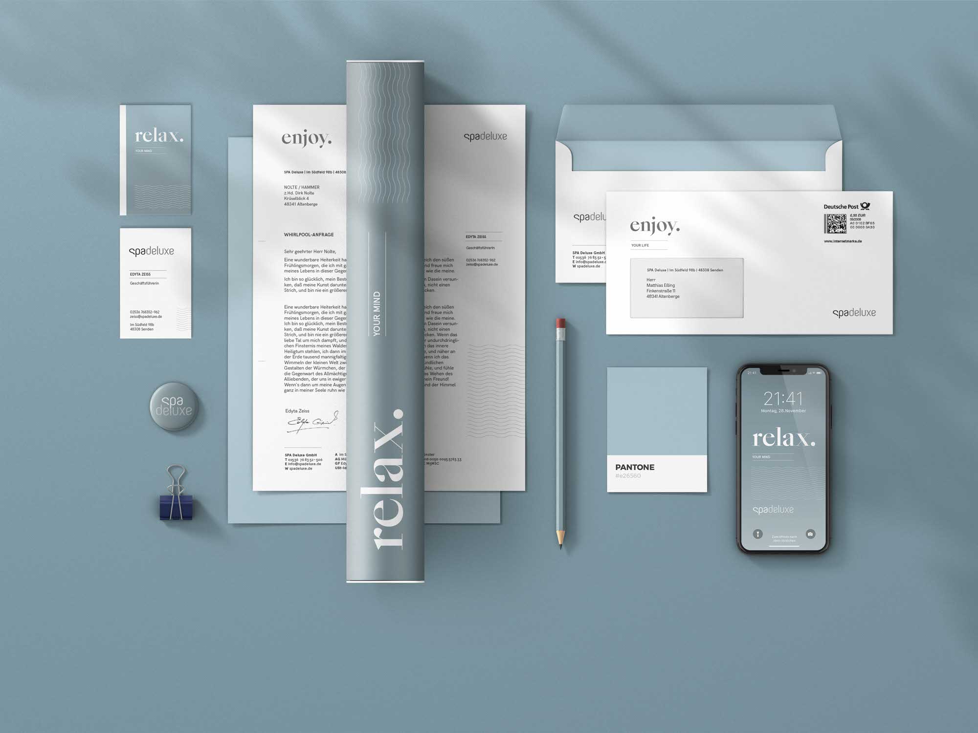 Design für Spadeluxe – luxuriöses Erscheinungsbild mit Ruhe und Klarheit