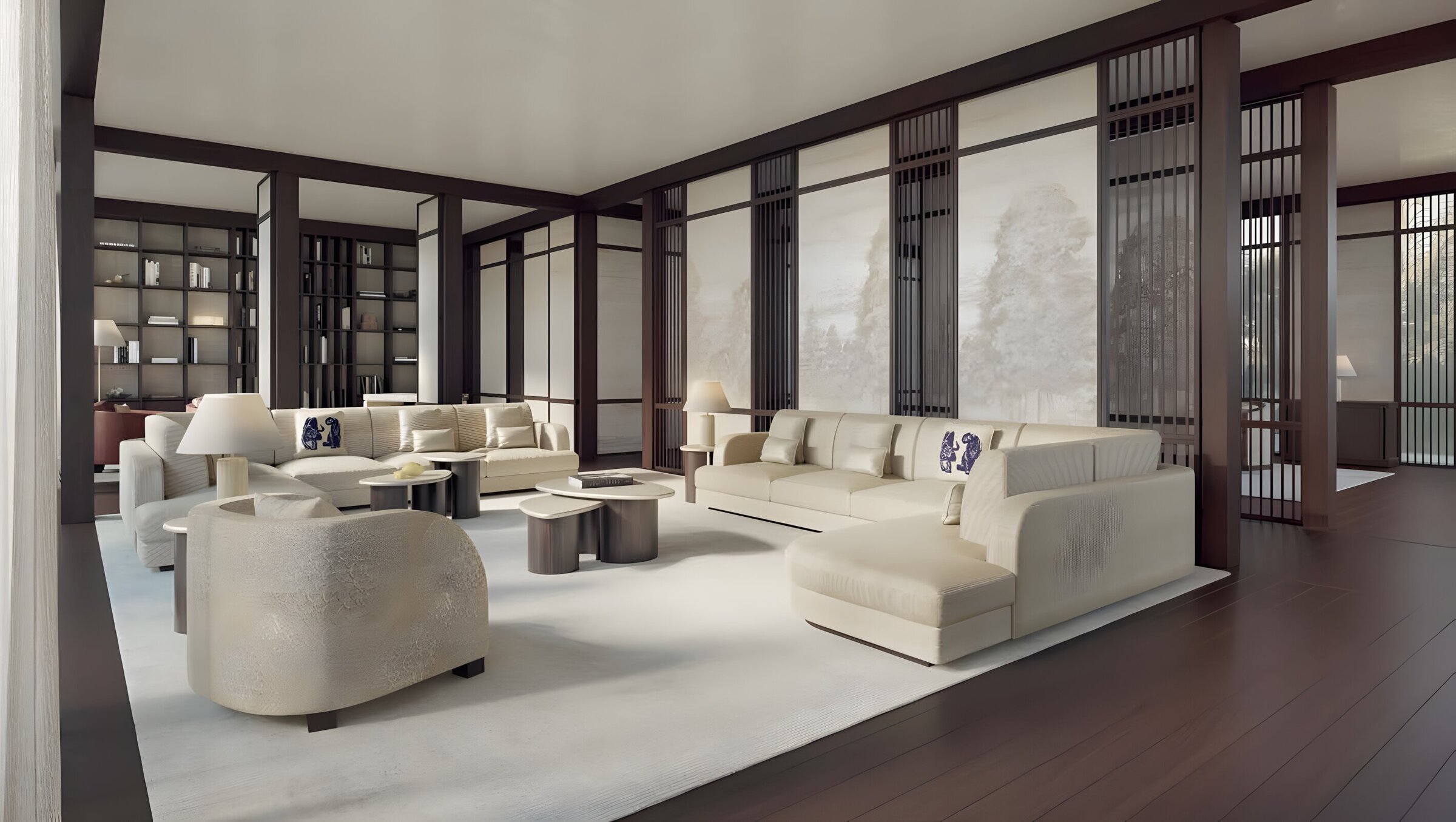 Sophisticated minimalist living room; explore premium interior design at Armani Beach Residences.