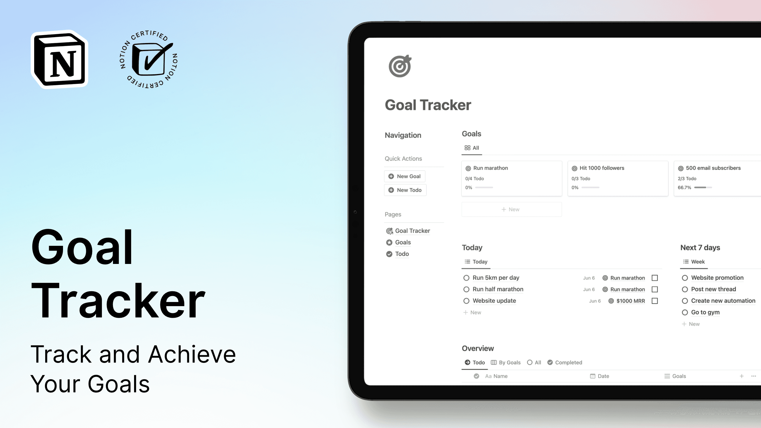 Notion Goal Tracker for Free