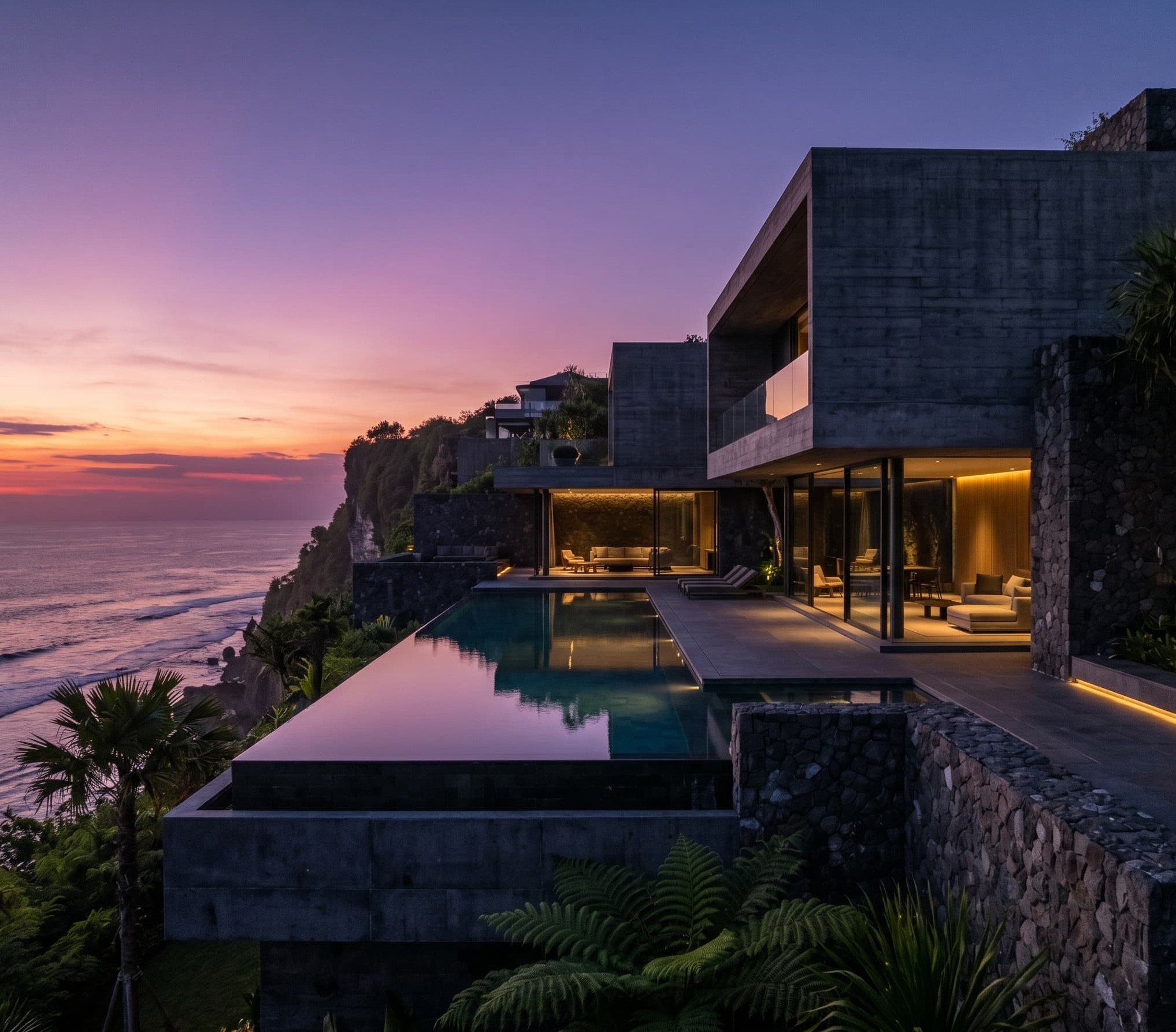 Scenic villa view by the sea