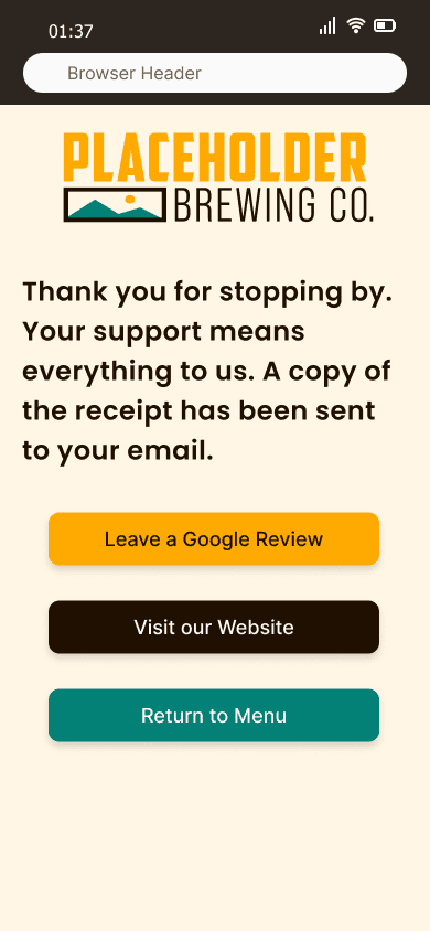 Payment confirmation screen with option to leave a review