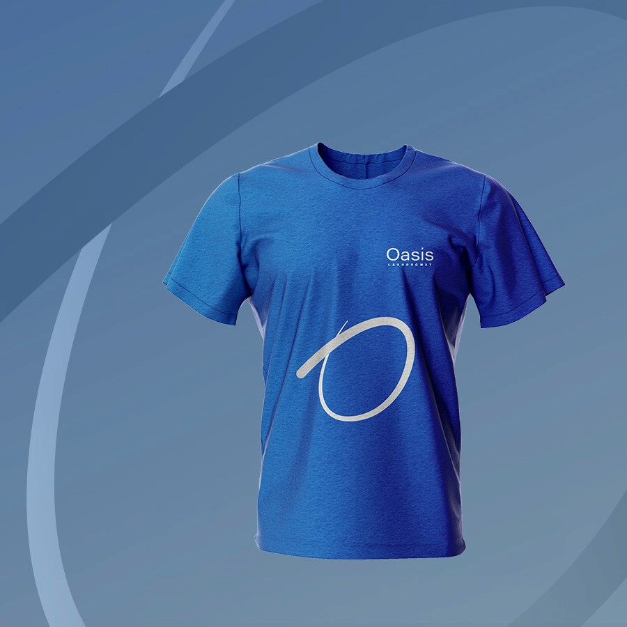 Bubbly brand identity for Oasis Laundromat featuring playful mascot and signage Community laundromat flyer and store visuals designed for Oasis Laundromat