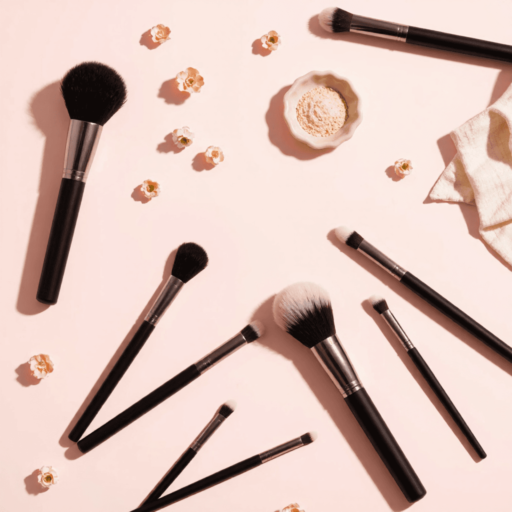product photography of makeup brushes
