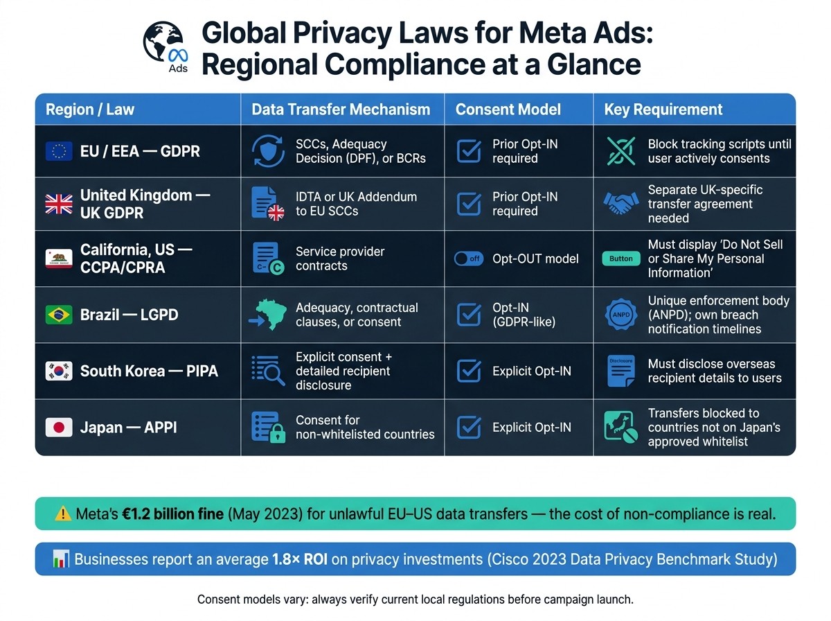Global Privacy Laws for Meta Ads: Regional Compliance Comparison