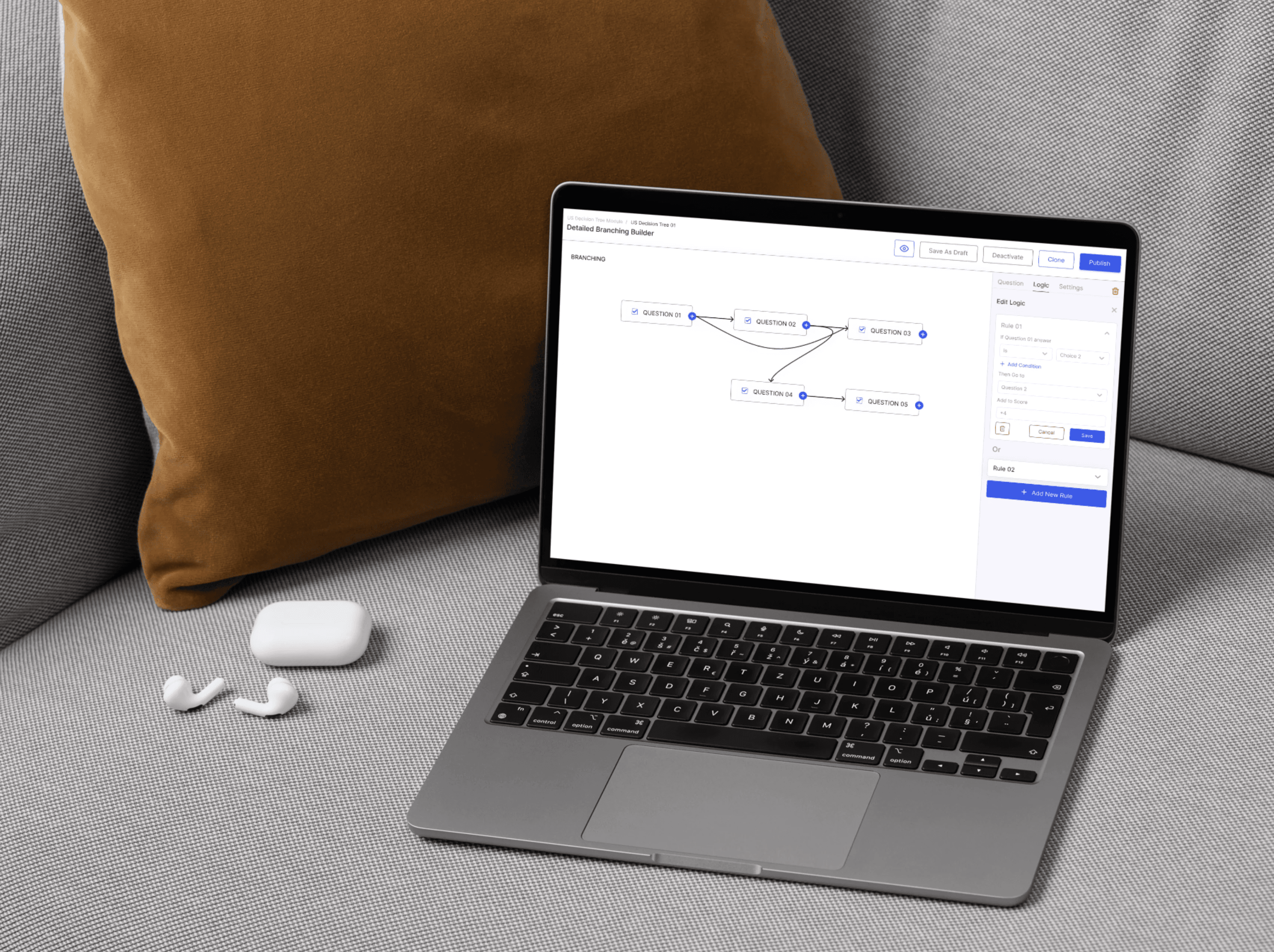 person working on blue and white paper on board