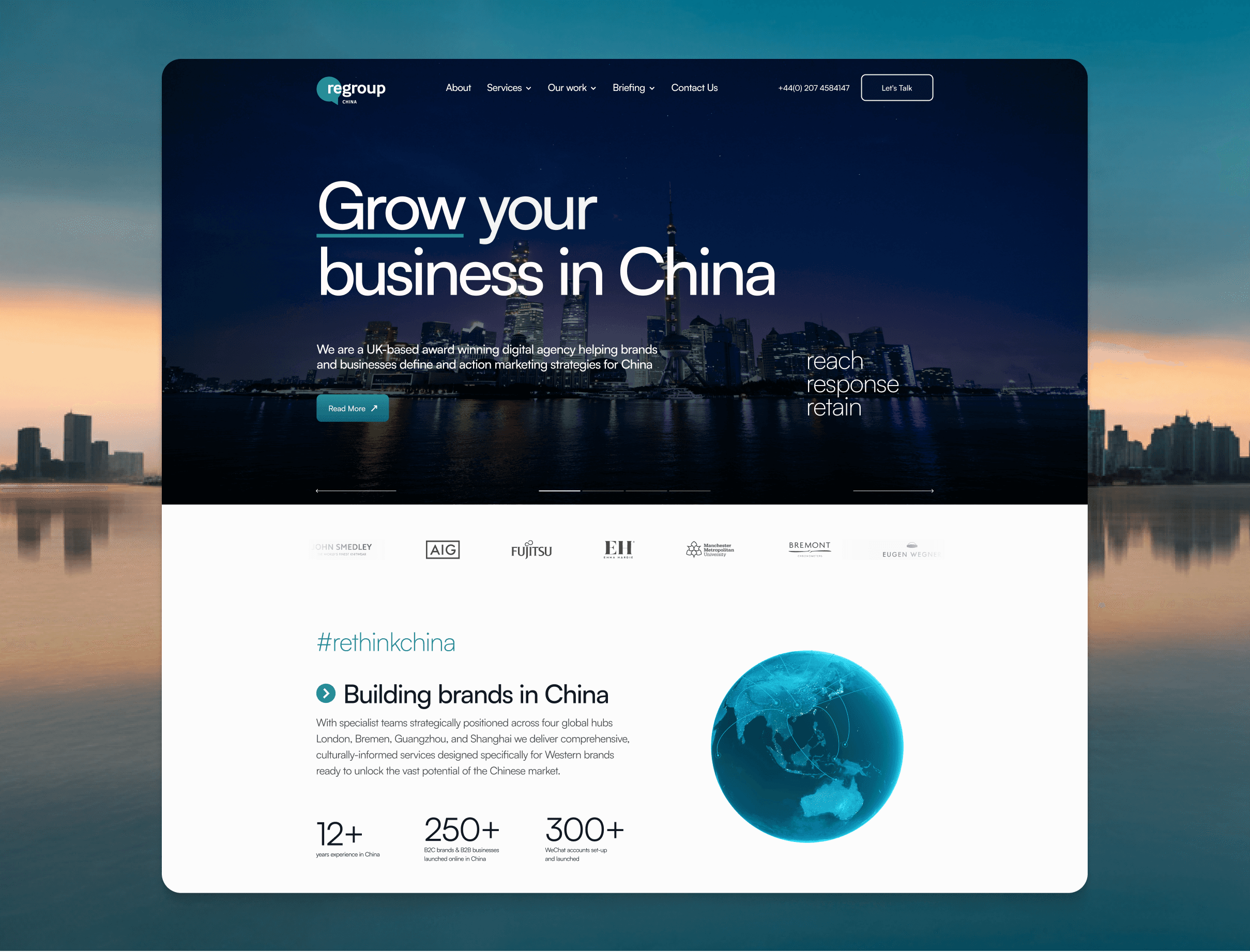 Regroup China full page web design