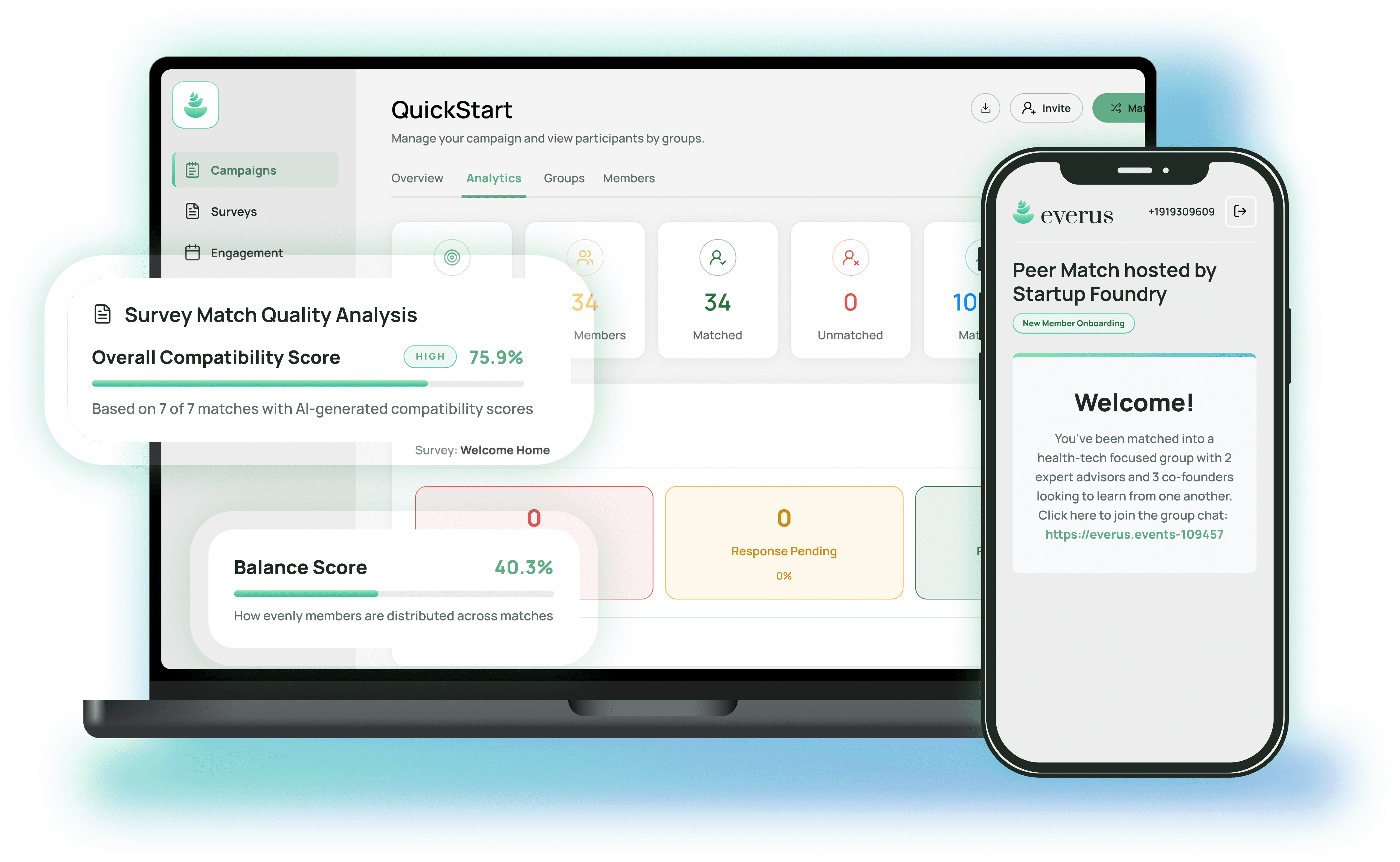 Everus smart matching platform displayed on desktop and mobile