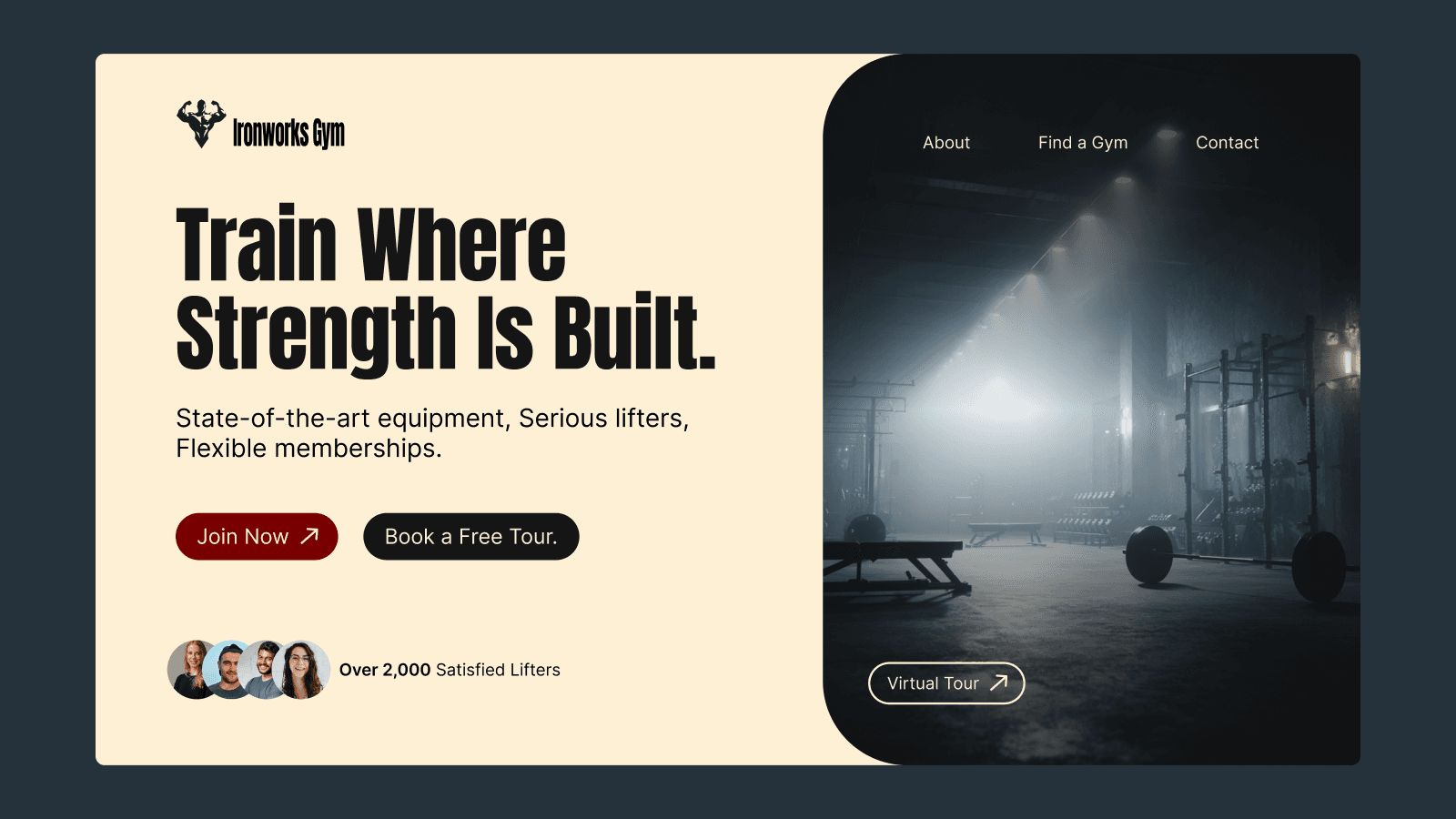 IronWorks Gym Hero image design