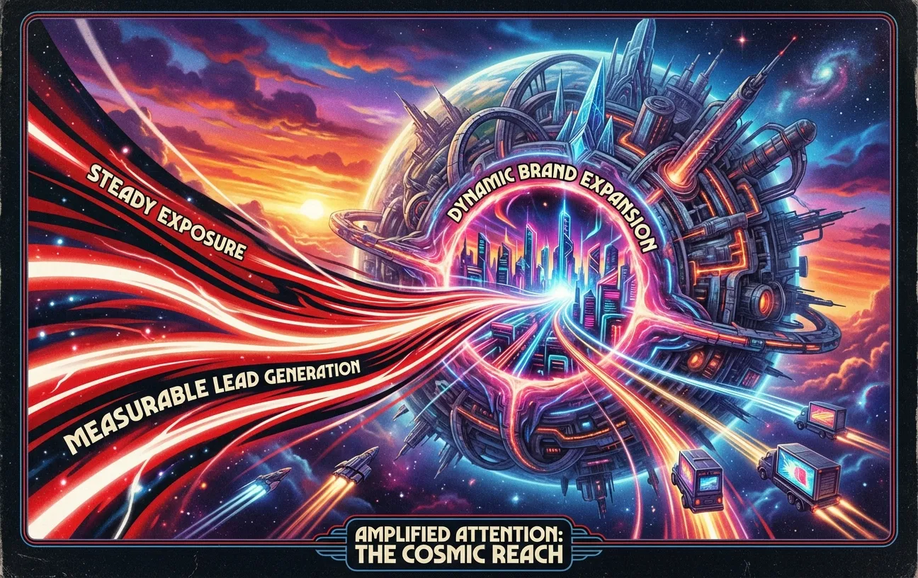 Space-themed digital marketing graphic by RockN' Socials agency.