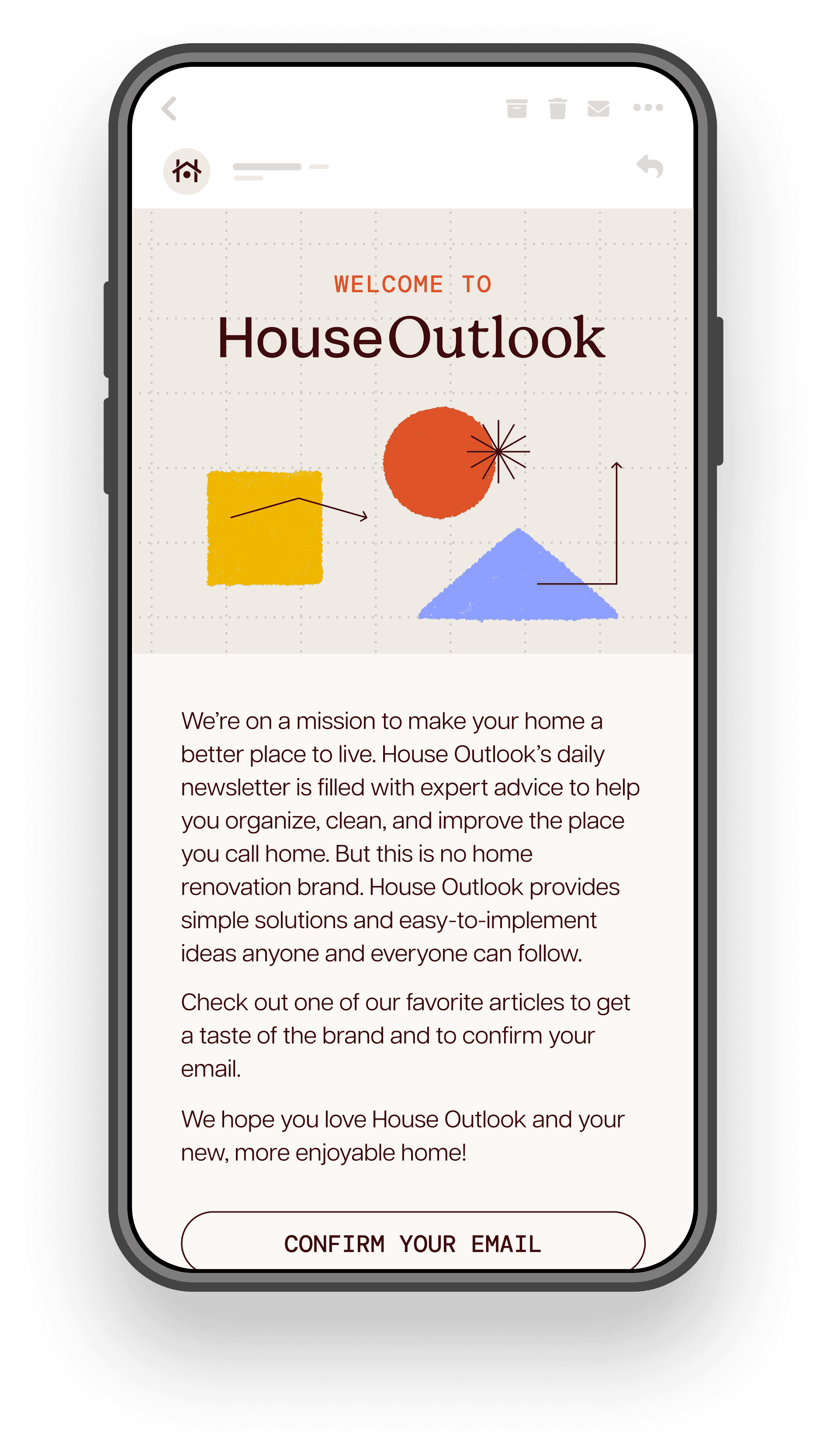 House Outlook welcome email