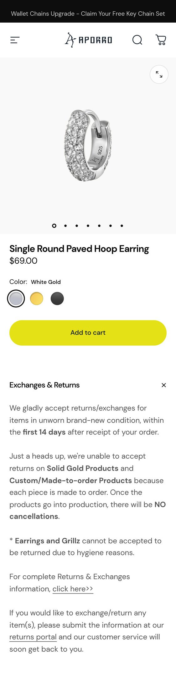 Jewelry product options include: earring for Single Round Paved Hoop Earring from APORRO.