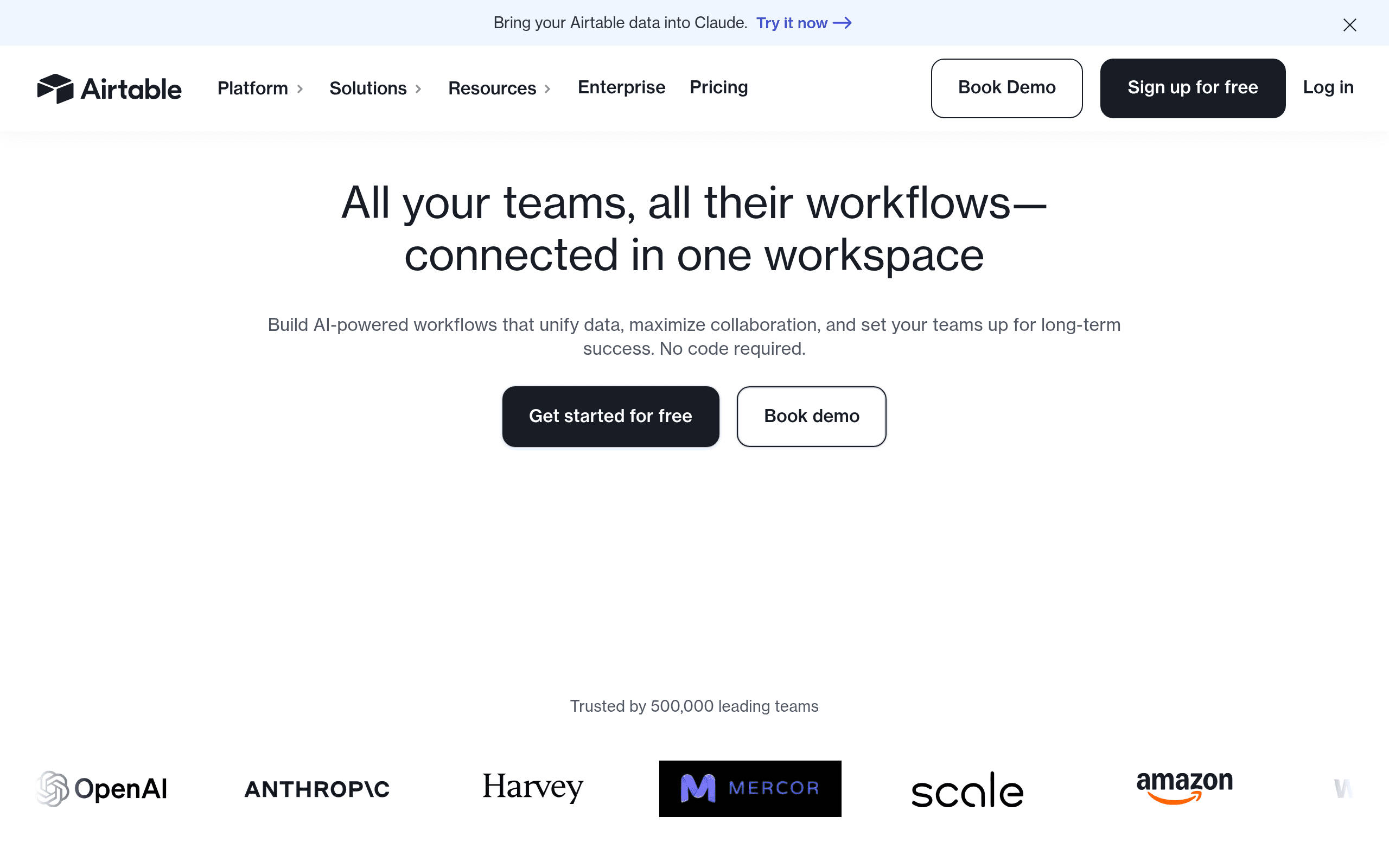 Airtable landing page