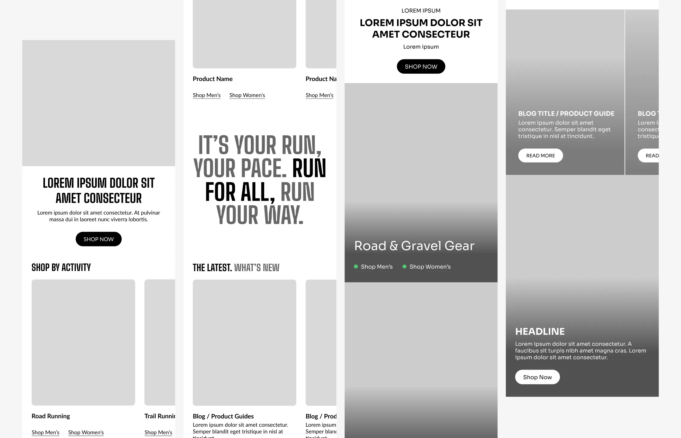 Mobile screens of the two brands homepages
