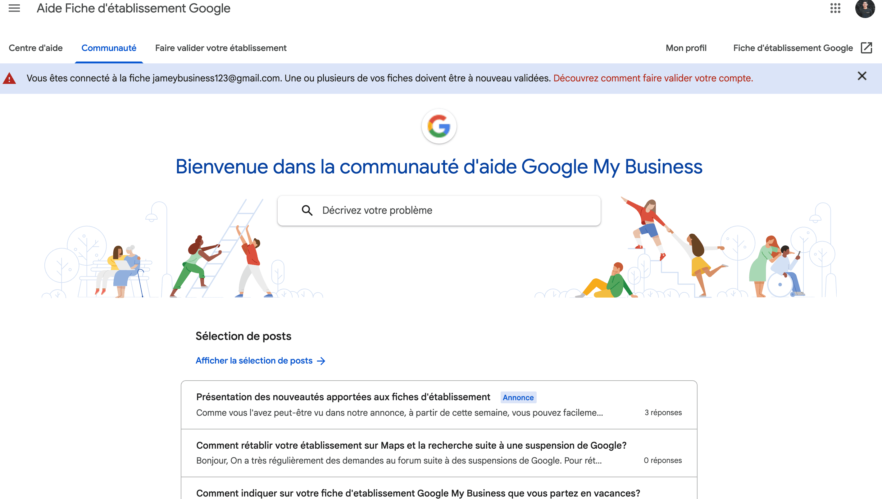 Scénario 2 : Vous n'avez pas accès au profil d'entreprise Google que vous souhaitez fusionner et il n'est pas vérifié