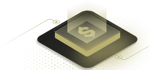 A square graphic with a dollar sign inside