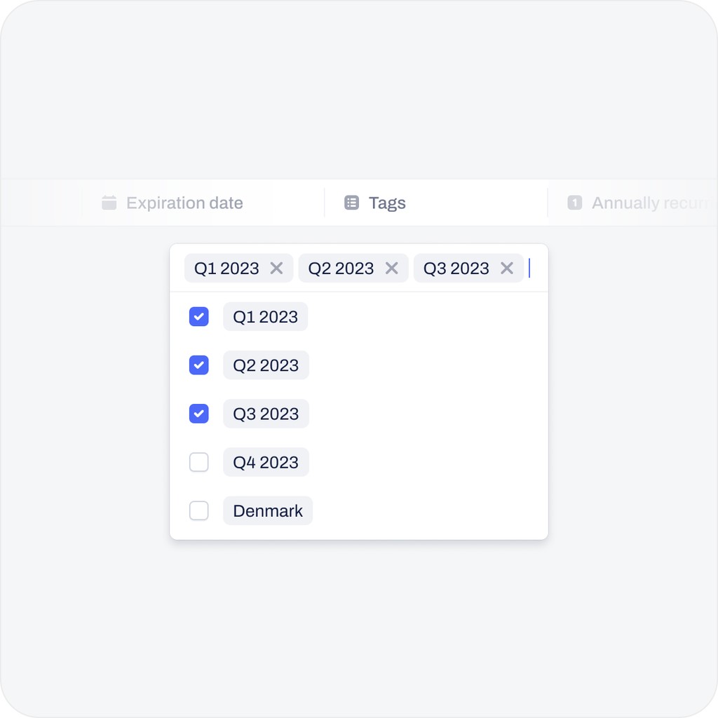 Dropdown menu with tags.