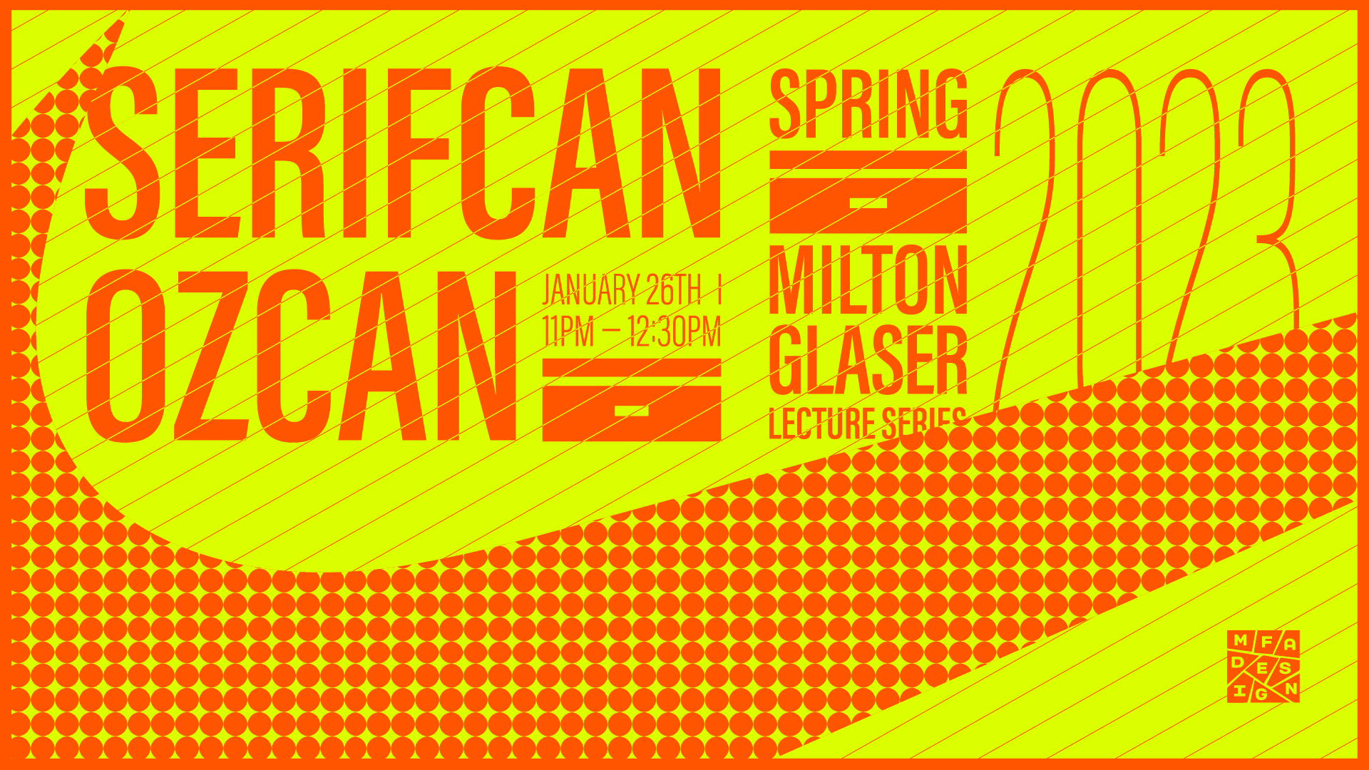 colorful poster announcing guest lecture by Serifcan Ozcan