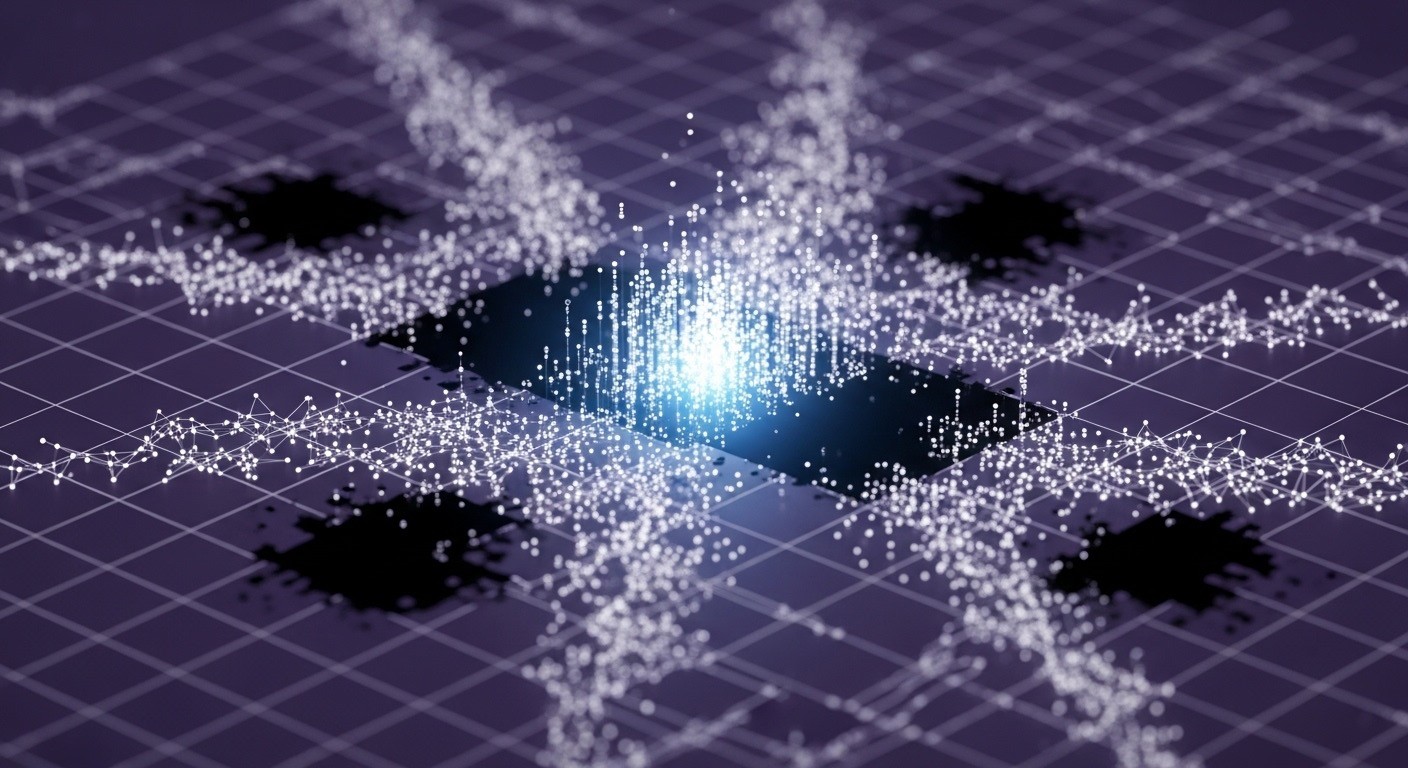 Central glowing node connected to multiple data points, visualizing AI citation monitoring, visibility tracking, and cross-ecosystem reference analysis