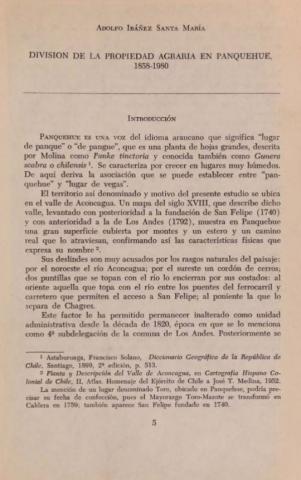 División de la propiedad agraria en Panquehue, 1858-1980