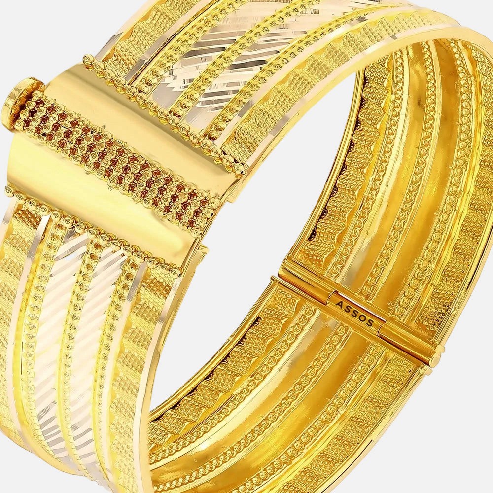 Assos Pırlanta 14 Ayar Altın Şık Tasarım Kelepçe Bilezik