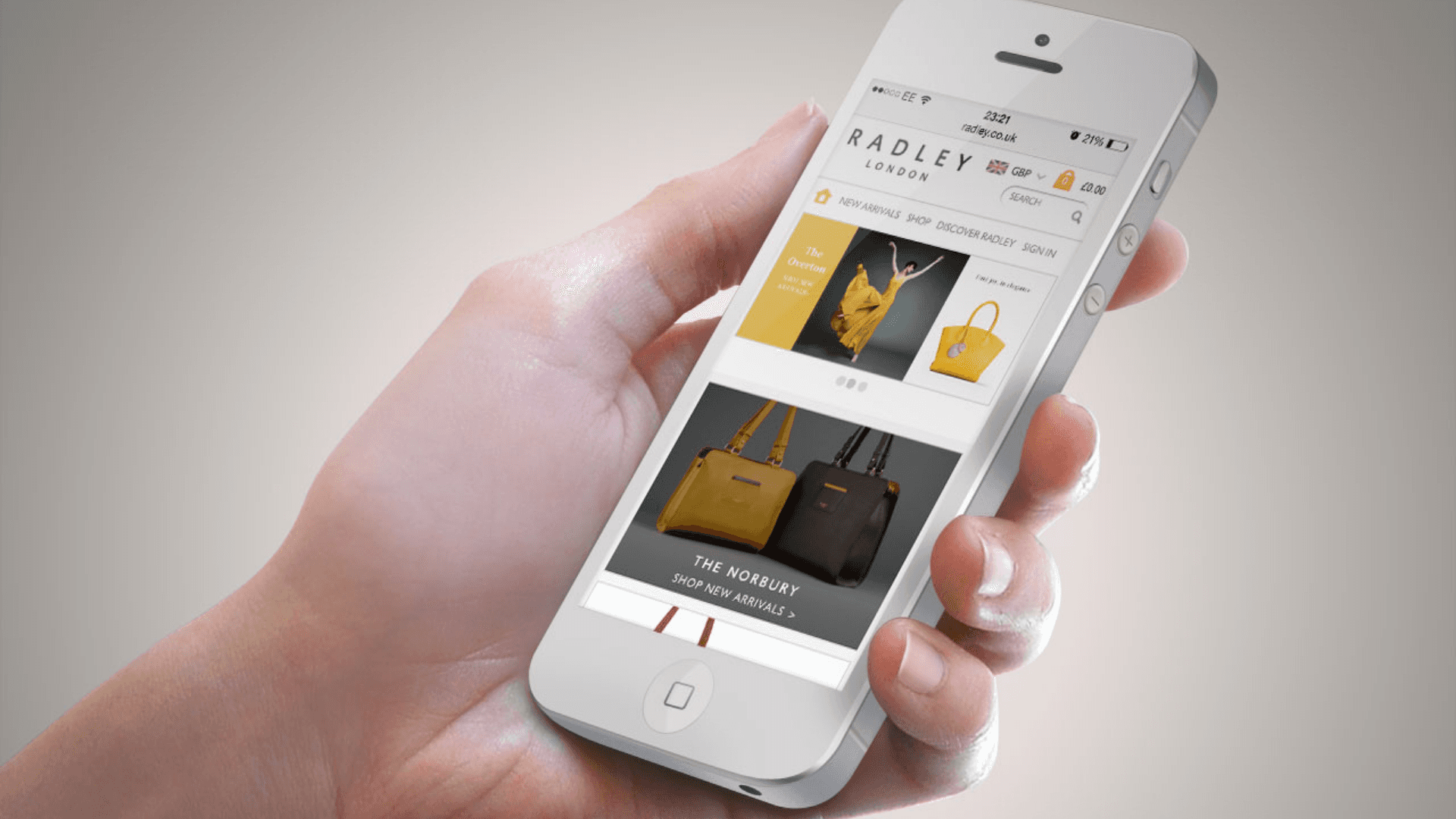 Radley website on mobile