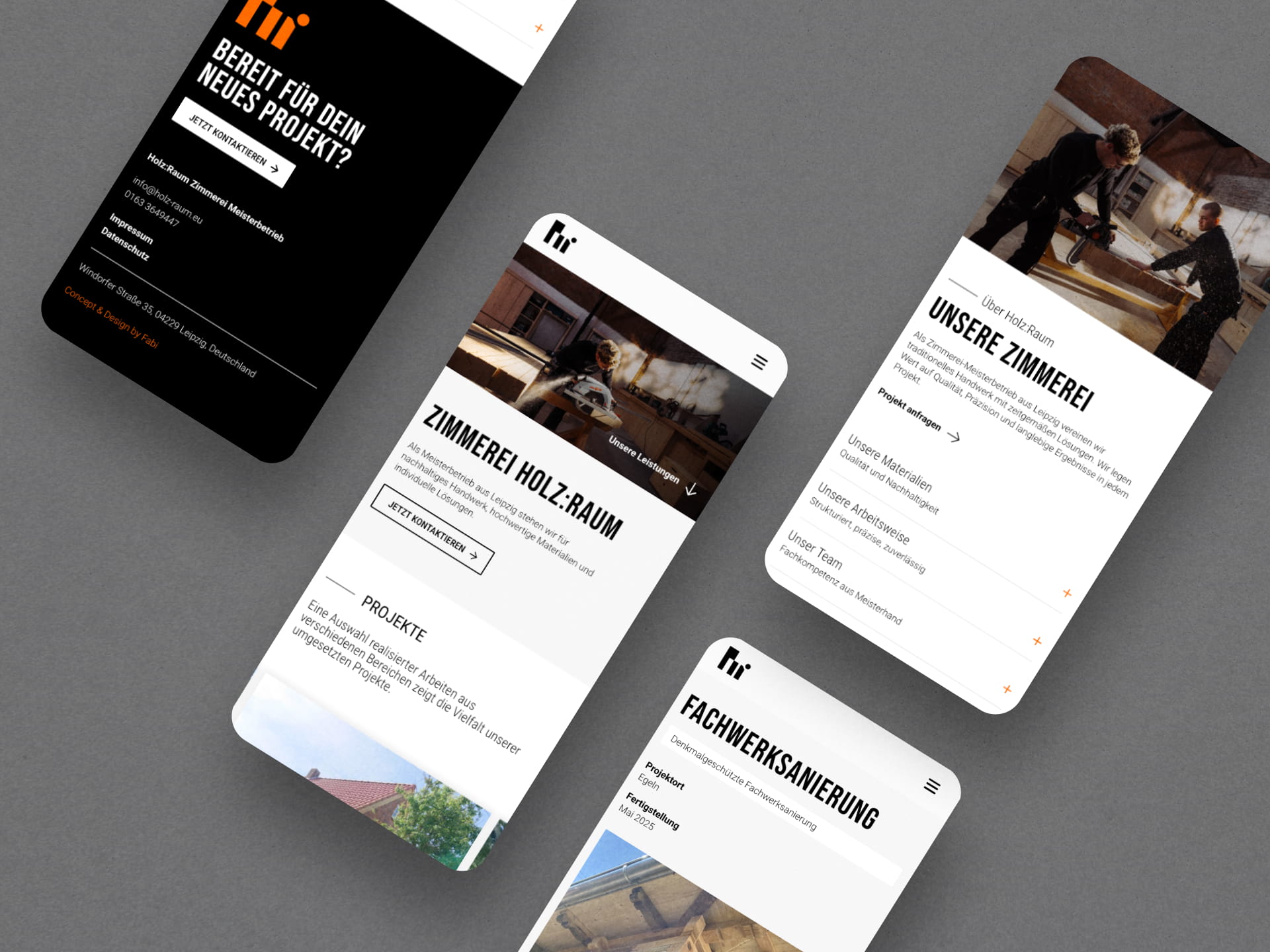 Zimmerei Holz:Raum Website Screens