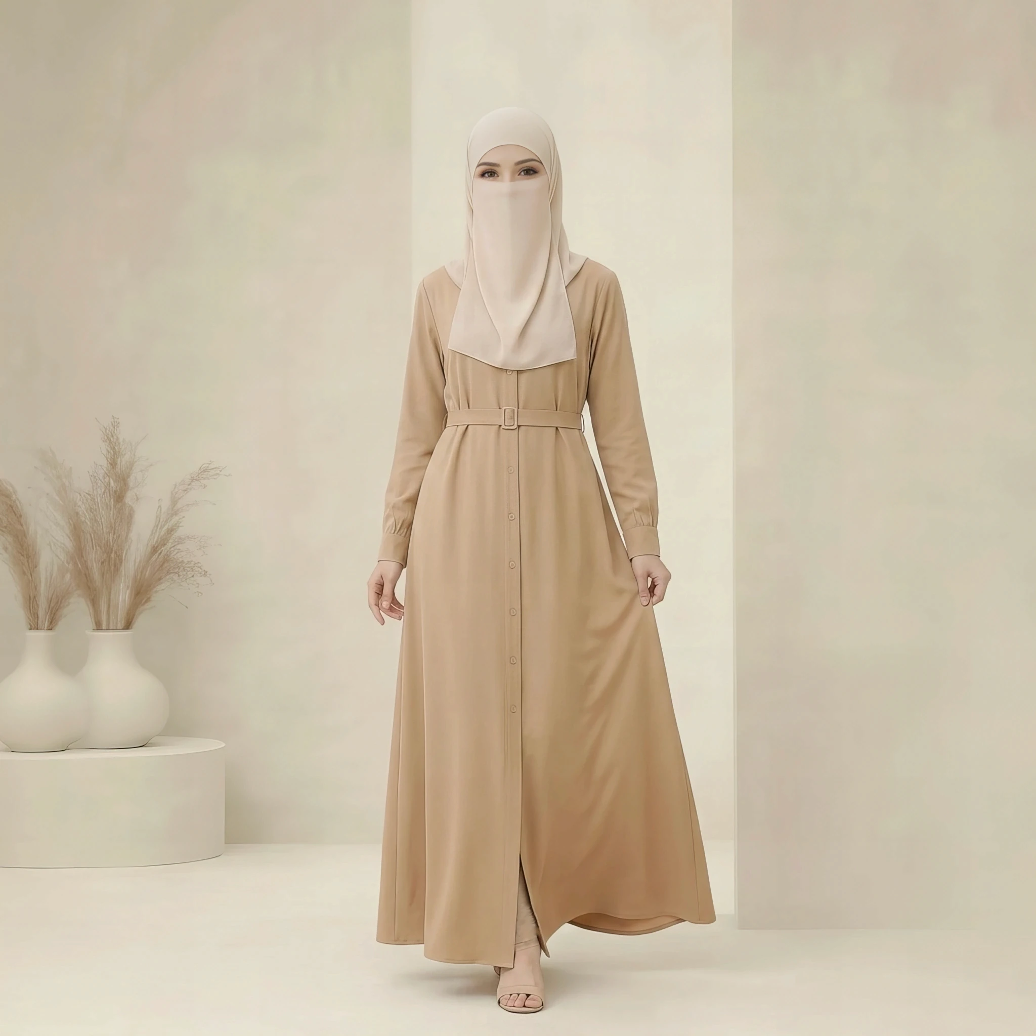 Classic Linen Maxi Dress in Warm Sand