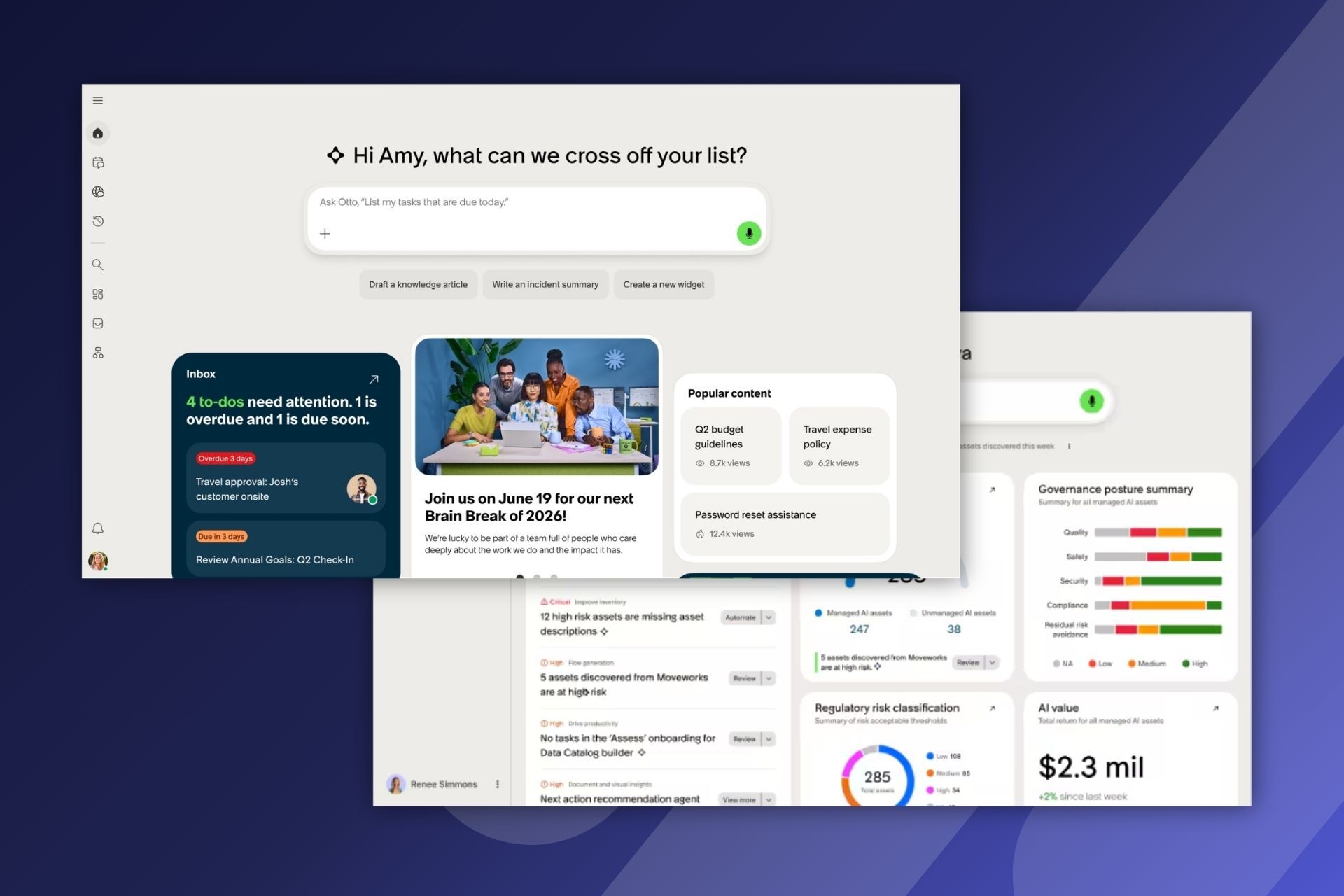 ServiceNow Otto & AI Control Tower screenshots