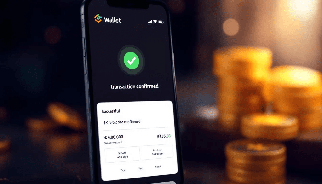 The image depicts a bitcoin wallet displaying a successful transaction confirmation screen, indicating secure transactions for receiving tips or payments. Users can easily accept bitcoin or other cryptocurrencies through their wallets, enhancing their ability to monetize content on various social media platforms.