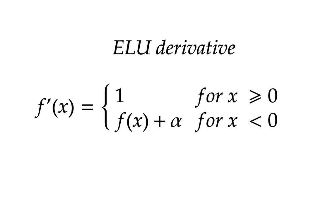 ELU derivative formula