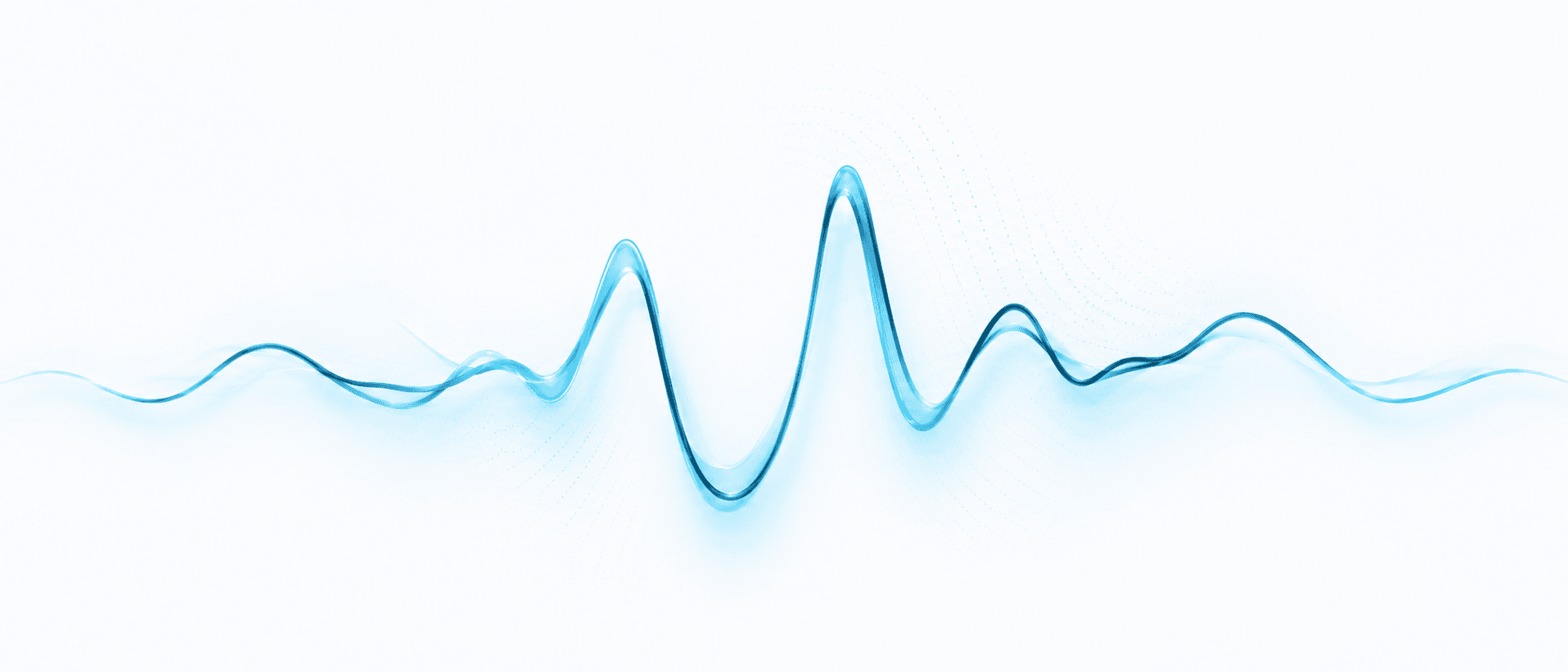 A clean teal and cyan pulse line on a white background, representing content freshness as an active visibility signal for search engines and AI systems.