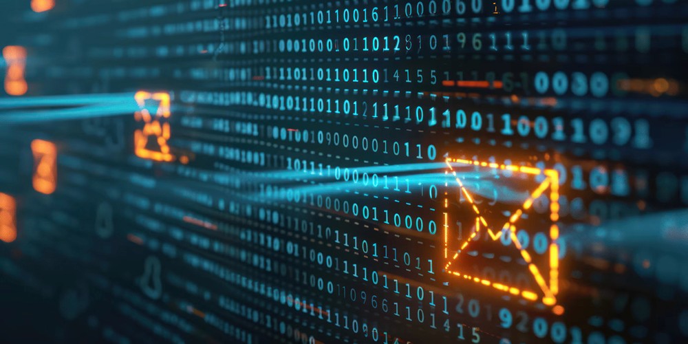 Red digital warning symbol glowing on a circuit board interface, representing active ransomware exploitation of the VMware ESXi CVE 2025 22225 vulnerability and hypervisor compromise.