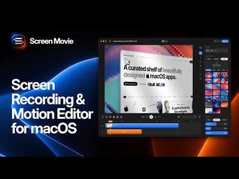 Screen Movie interface for Mac tutorial recording, editing, and motion design