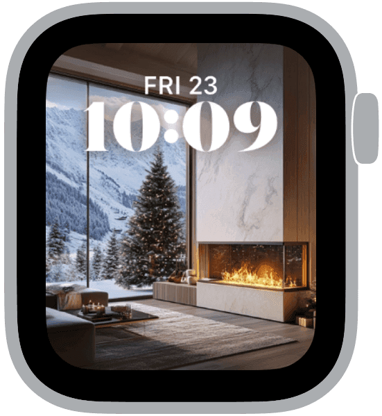 an apple watch face from the by the fireside collection