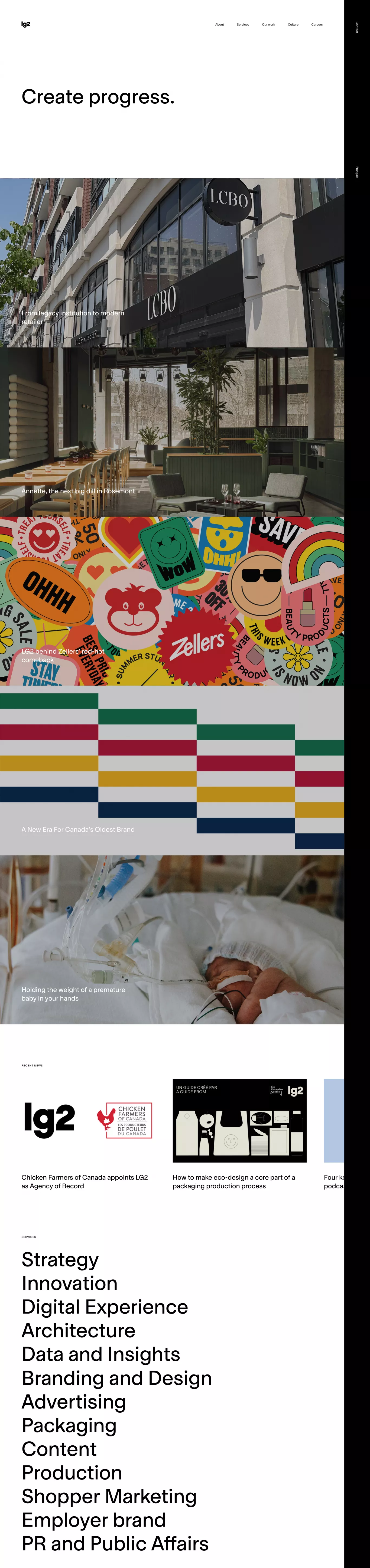 Agence de création, de marketing et de c portfolio page screenshot showcasing Design and Tech design