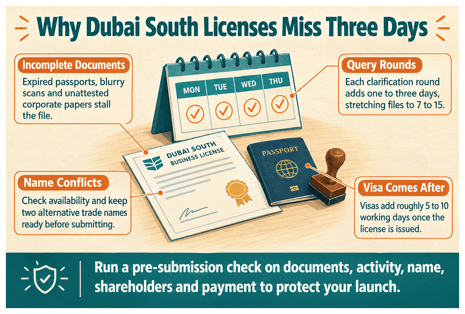 Infographic: What Can Delay a Dubai South License Beyond Three Working Days