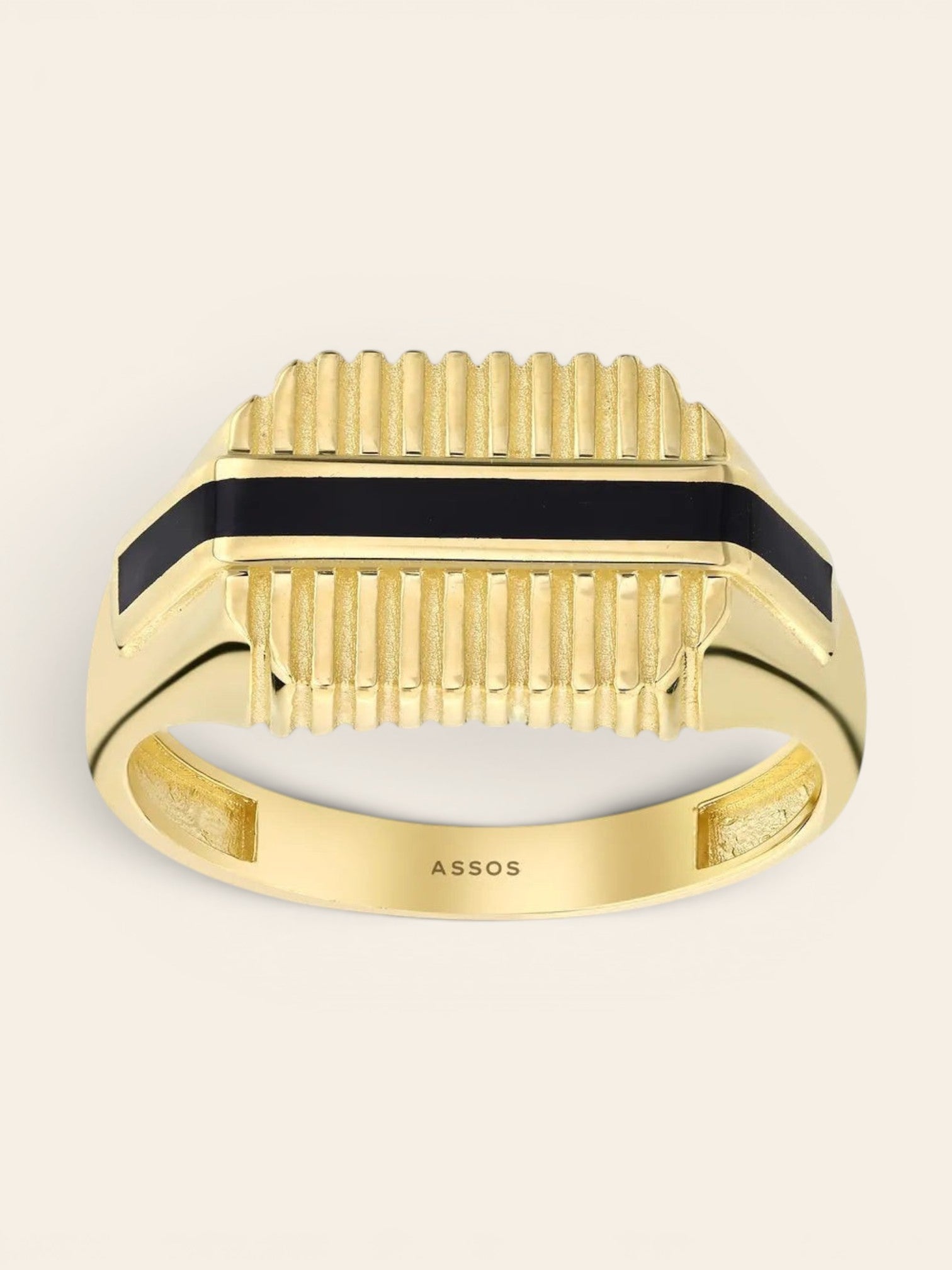 Assos 14 Ayar Altın Modern Tasarım Şık Erkek Yüzük