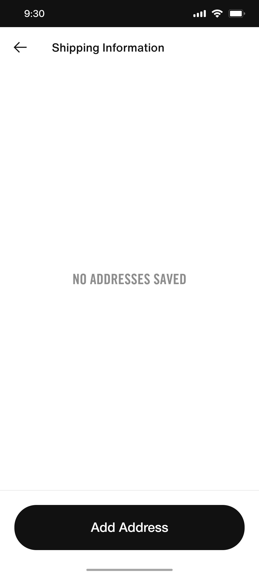 Nike App  Add address Screen