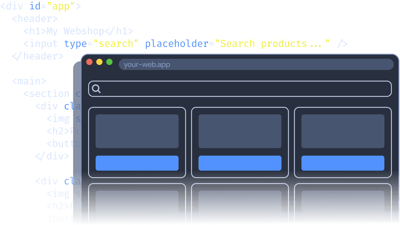 An example application and the underlying DOM.