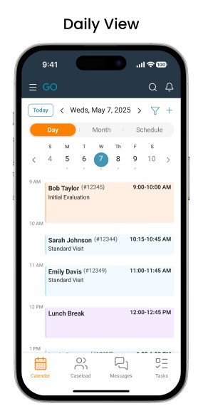 Hi-fidelity wireframe of daily schedule view