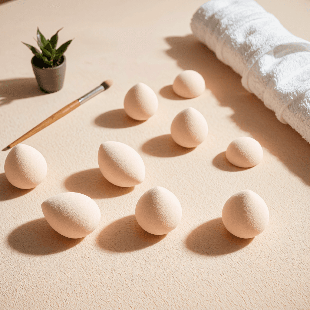 product photography of makeup sponges