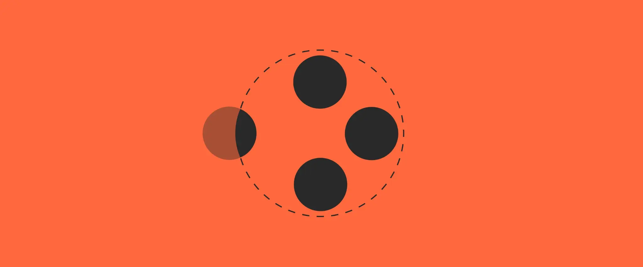 Four black dots in a circle on orange
