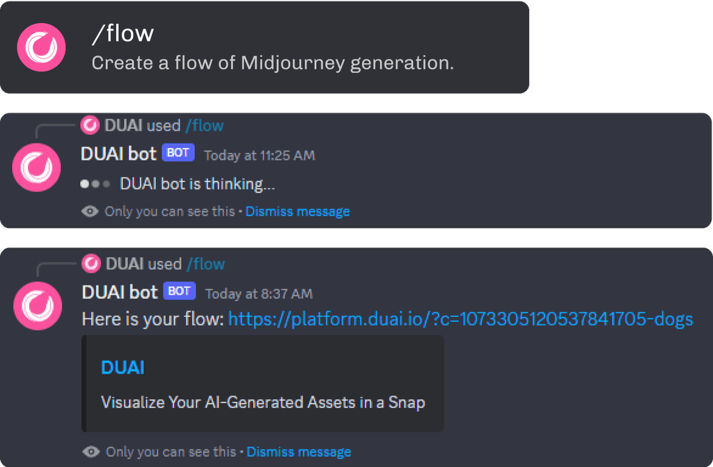 Discord screenshot of DUAI bot communication