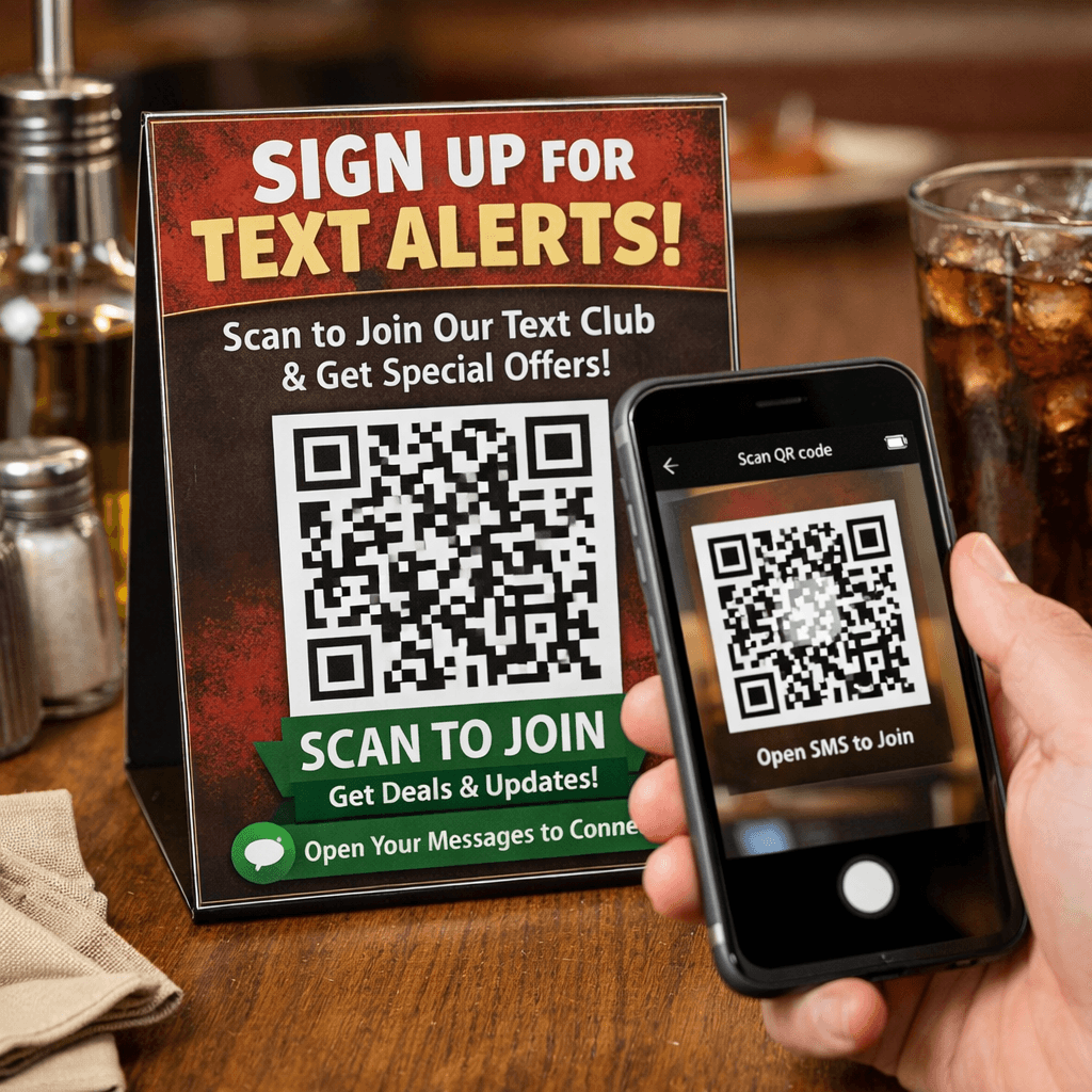 QR code for SMS signup in restaurant marketing